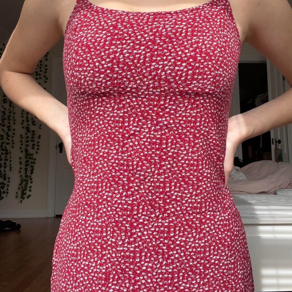 brandy melville red tie back dress